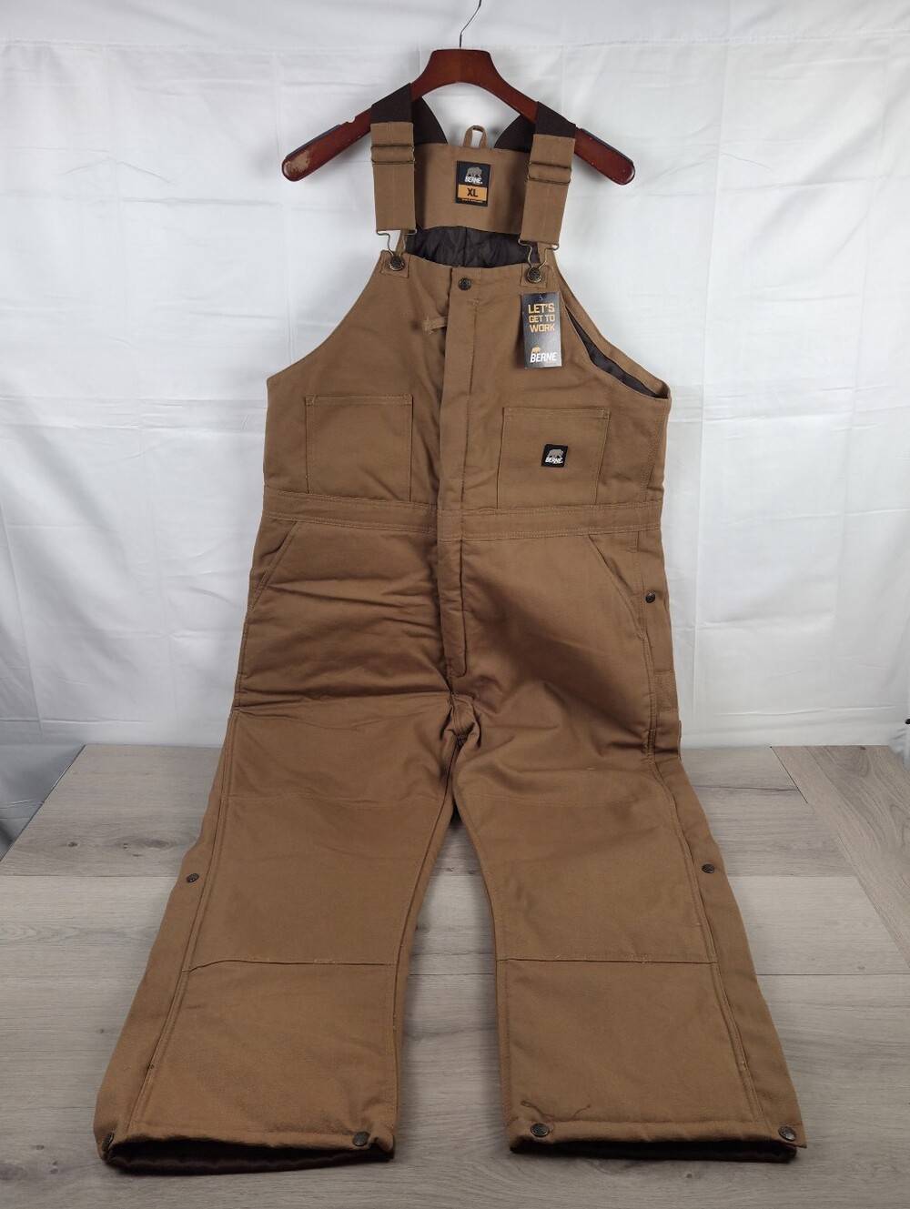 Berne Mens Insulated Duck Bib Overalls XL Multi Pocket Water Repellent B415